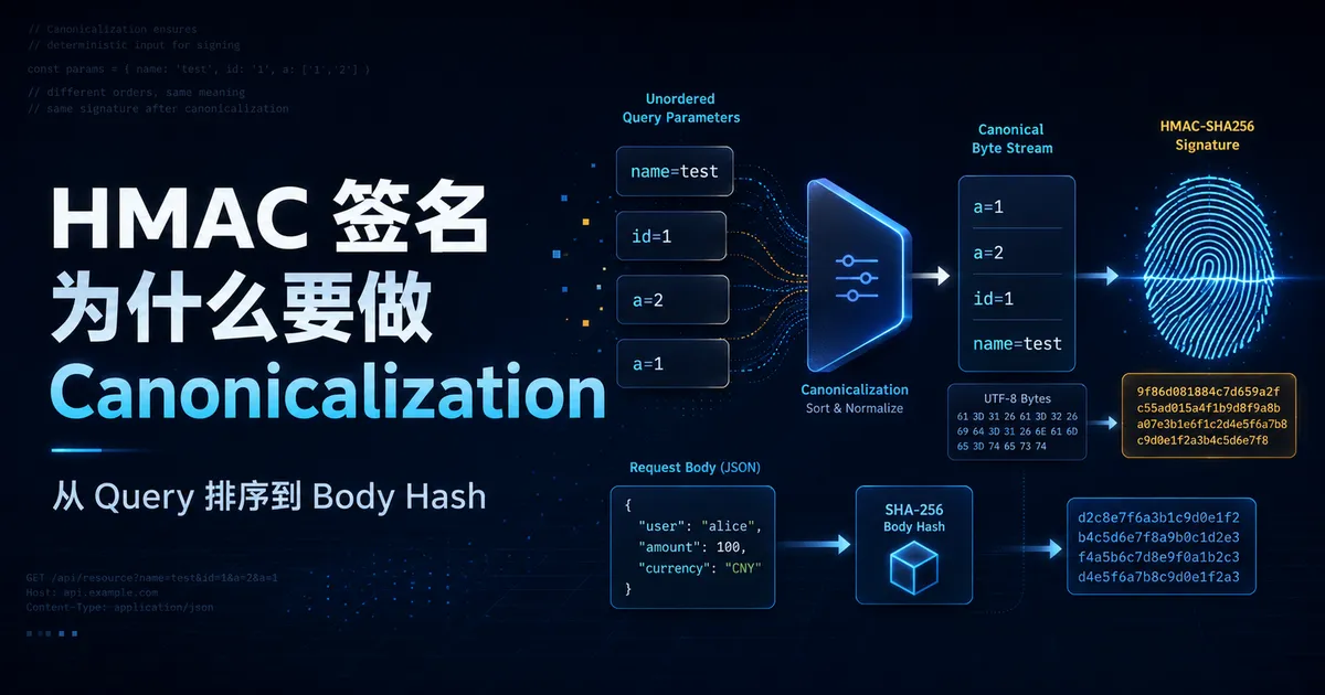 HMAC 签名为什么要做 Canonicalization：从 Query 排序到 Body Hash