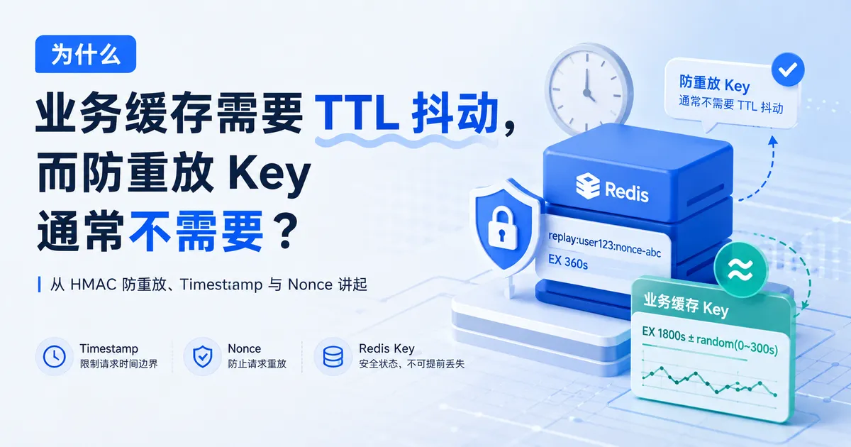 为什么业务缓存需要 TTL 抖动，而防重放 Key 通常不需要？