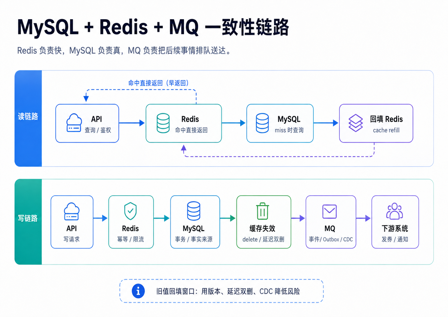 MySQL Redis MQ 一致性流程图